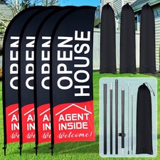 Buryeah 4 Pack Open House Flags Signs For Real Estate Agents 7X5.4 Ft Feather picture