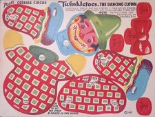 1947 Post's Cereals Circus Twinkletoes Uncut Paper Toy Premium Die-Cut Vivid picture
