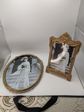 2 Antiq Victorian Germany Ornate Picture Photo Frames Metal 1 Easel 1 Hanging  picture