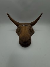 Authentic VINTAGE Mexican CEREMONIAL MASK Hand Carved Wooden Bull's Head picture