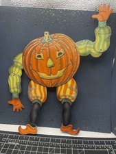 Vintage 2001 Christopher Radko Shiny Brite Jointed Pumpkin Man Halloween 11” picture