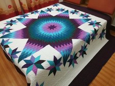 King Size Machine Pieced And quilted Patchwork Quilt#168A picture