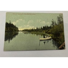 1909 Willamette River Oregon Antique Postcard Boat Scene Litho Postmarked picture