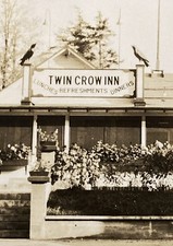Eagle Bay New York Twin Crow Inn Old Forge Fourth Lake RPPC Adirondacks c1935 picture