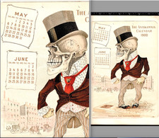 Antique 126+ yr old Antikamnia 1900 Thug Dude Calendar Pg. Skeleton Card SR.M.At picture