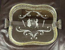 Vintage 1930s Venetian Murano Mirrored Glass Vanity Tray Hand-etched Dancing picture