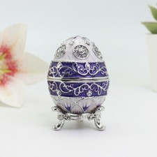 SHINNYGIFTS Metal Crafts Pewter Enamel Purple egg trinket Boxes Birthday Present picture