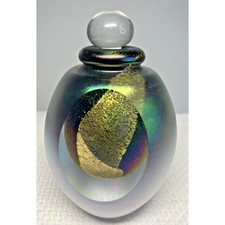 Vintage 1994 ROBERT EICKHOLT Signed Iridescent Art Glass Perfume Bottle 5
