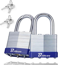 2 Pack Heavy Duty Padlock, Laminated Steel Keyed Lock, 40MM 1-9/16IN Wide Lock picture