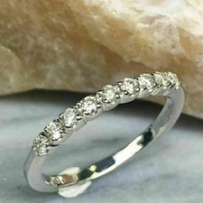 0.50 CT Round-Cut Diamond Half Eternity Band Ring In 14K White Gold Plated picture
