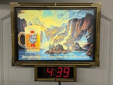 Vintage 1986 Heileman’s Old Style Beer Lighted Digital Clock Waterfall Sign picture
