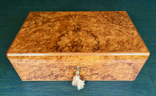 Vintage Elie Bleu Amboyna Burl Humidor 200 count 16”x10”x5.5” picture