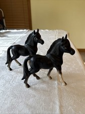 Pair Of Vintage Betson’s Standing Black Horse Figurines - 7” Tall picture