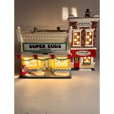 Dept 56 Original Snow Village Super Suds Laundromat 58.55006 Retired 1999 Light picture
