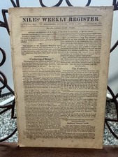 Niles' Weekly Register Antique Newspaper April 5, 1817 Baltimore Edition picture