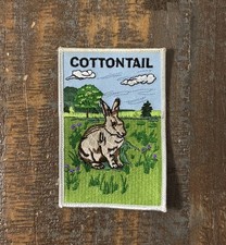 Vintage COTTONTAIL Rabbit Bunny Animal Wildlife Sew-On Patch NOS 1970s picture