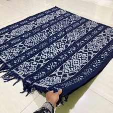 TENUN IKAT ETHNIC HANDWOVEN TEXTILES INDONESIA FOR BLANKET HOME DECOR NAVY BLUE picture