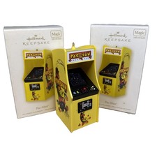 2 PAC-MAN Classic Arcade Game Hallmark Keepsake Ornament Magic Light Sound 2008 picture