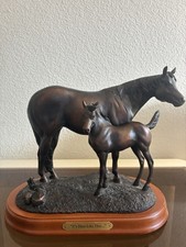 Montana Silversmiths Montana Lifestyles Horse & Foal Sculpture Signed 1990 picture