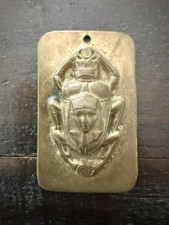 Cast Brass or Bronze Egyptian Scarab Pharaoh Amulet or Talisman picture