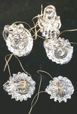 Vintage Miniature Spun Glass Baskets And Angel Clear 1” Tall Hand Made Lot Of 5 picture