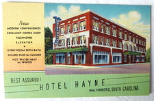 VTG 1939 WALTERBORO SC Postcard Advertising HOTEL HAYNE Teich Archives MINT picture