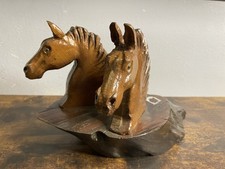 vintage pair of hand-carved wooden horse head Mid 20Th Century picture