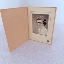 Young Woman Portrait 1958 Studio Photograph Nelson's Wheaton Glasses Vtg picture
