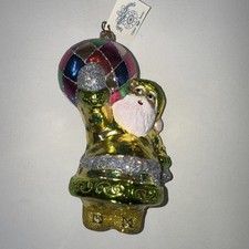 Vintage Larry Fraga Christmas Ornament, Santa Claus Holding An Ornament, W/tag picture