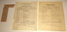 Vintage 1900-1947 W. Brookfield MA Genealogic Archive Marriage Death Certificate picture
