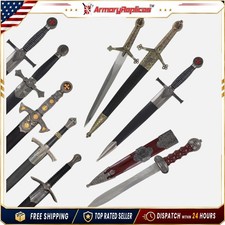 MEDIEVAL KNIGHT HISTORICAL TEMPLAR CEREMONIAL DAGGER COLLECTION W/ SCABBARD picture