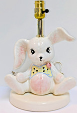 Ceramic Vintage Rabbit Bunny Flower Ribbon Glazed, by Betlar Inc. 13.5