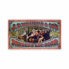 J.B. WILLIAMS & CO. BARBERS BAR SOAP HEAVY DUTY USA MADE METAL SHAVING ADV SIGN picture