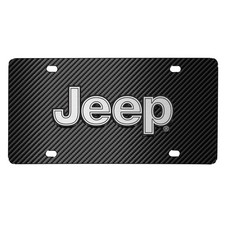 Jeep 3D Logo on Black Carbon Fiber Patten Stainless Steel License Plate picture