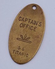 Vintage 1976 Lowell Sigmund S.S. Titanic Captain’s Office Brass Key Tag 2.5” picture