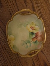 Antique Richard Ginori Italy Hand Painted Floral Bowl Nappy Tiger Lily Gold Trim picture