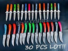 30 PCS LOT HAND FORGED DAMASCUS STEEL BLADE SKINNER KNIFE, DAGGER HUNTING KNIFE picture