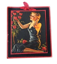 Vintage 1930's Bradshaw Crandell Print Christmas Card (Arranging Flowers) Pin Up picture