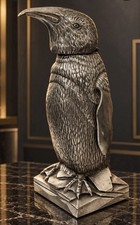 French Art Deco Penguin Inkwell Pewter w/ Original Glass Insert RARE Exceptional picture