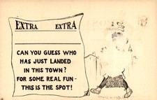 Mystery Visitor Arrives in Town for Fun Postcard picture