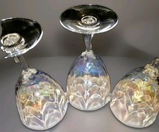 FOSTORIA SHELL PEARL IRIDESCENT Water GOBLETS 3 Piece Set Discontinued VINTAGE  picture