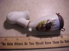 From estate-Neat antique porcelain smoking pipe-bowl cover, Elk pictorial 1850's picture
