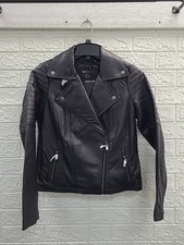 New Harley Davidson Classic Biker Debossed Leather Jacket Black Size Small picture