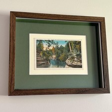 Vintage Wisconsin Dells Postcard Framed Wall Art 1920s Steamboat Rock Cabin picture