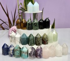 Wholesale Lot 28 Pcs Natural 1” Mix Crystals Mini Obelisk Tower Point picture