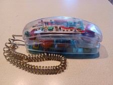 80s Retro Clear Neon Blue Unisonic 6900 Novelty See Through Telephone Phone picture