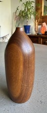 Vintage Hand Turned Wooden Bud Vase Bottle Mid Century picture