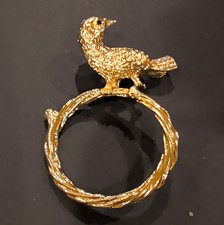 Gold Tone Bird Twig Napkin Holders Clear Crystal tail black crystal eyes  LOT/39 picture