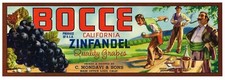 ORIGINAL C1940S BOCCE GRAPE CRATE LABEL ITALIAN AMERICAN WINE BOWLING MONDAVI D  picture