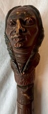 1850’s Antique Dartmouth College Hand Carved Indian Head Walking Stick Names picture